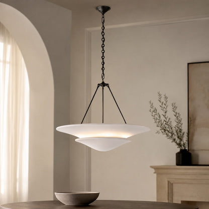 Vintage French Copper White Plaster Chandelier LED