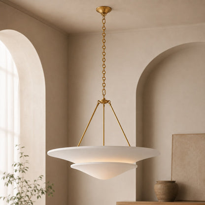 Vintage French Copper White Plaster Chandelier LED