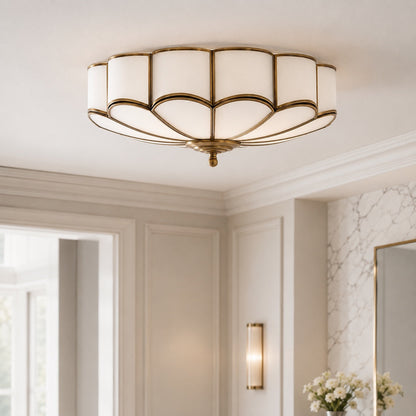 Flower Glass LED Flush Mount Ceiling Light Adjustable Elegant