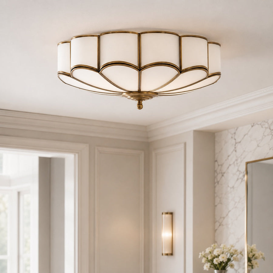 Flower Glass LED Flush Mount Ceiling Light Adjustable Elegant