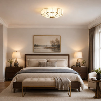 Flower Glass LED Flush Mount Ceiling Light Adjustable Elegant