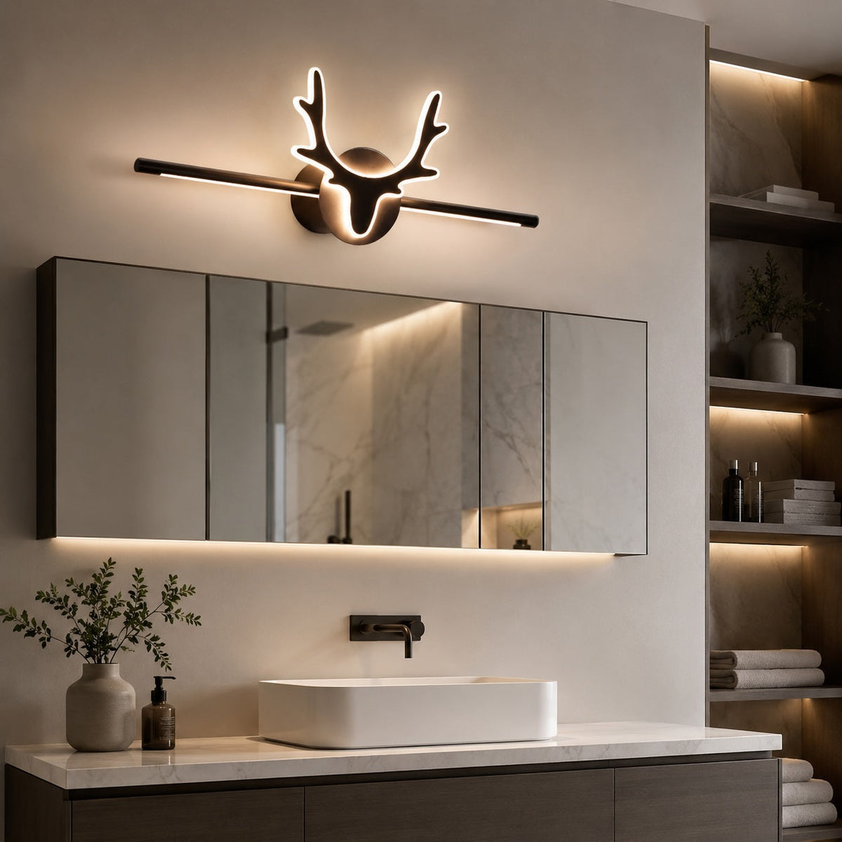 Scandinavian Iron LED Bathroom Wall Light Remote Dimmable 40–80cm