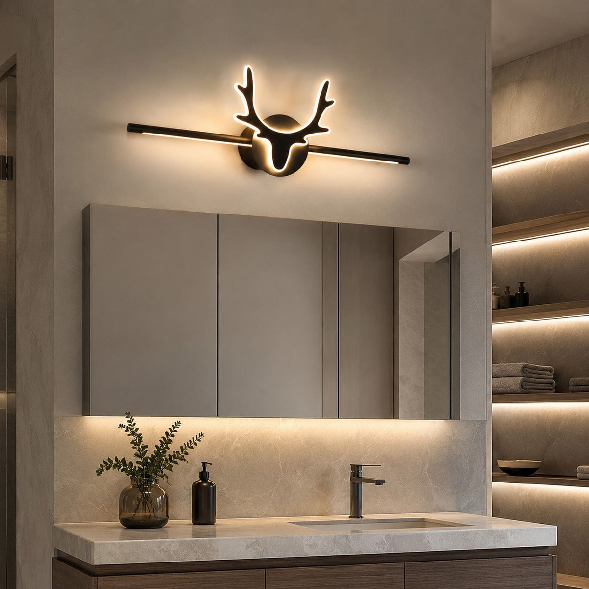 Scandinavian Iron LED Bathroom Wall Light Remote Dimmable 40–80cm