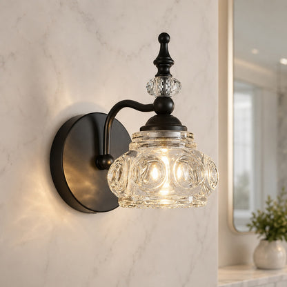Iron & Clear Glass Vanity Wall Sconce 1–4 Light G9 Retro Bathroom Light