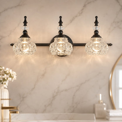 Iron & Clear Glass Vanity Wall Sconce 1–4 Light G9 Retro Bathroom Light