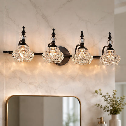 Iron & Clear Glass Vanity Wall Sconce 1–4 Light G9 Retro Bathroom Light