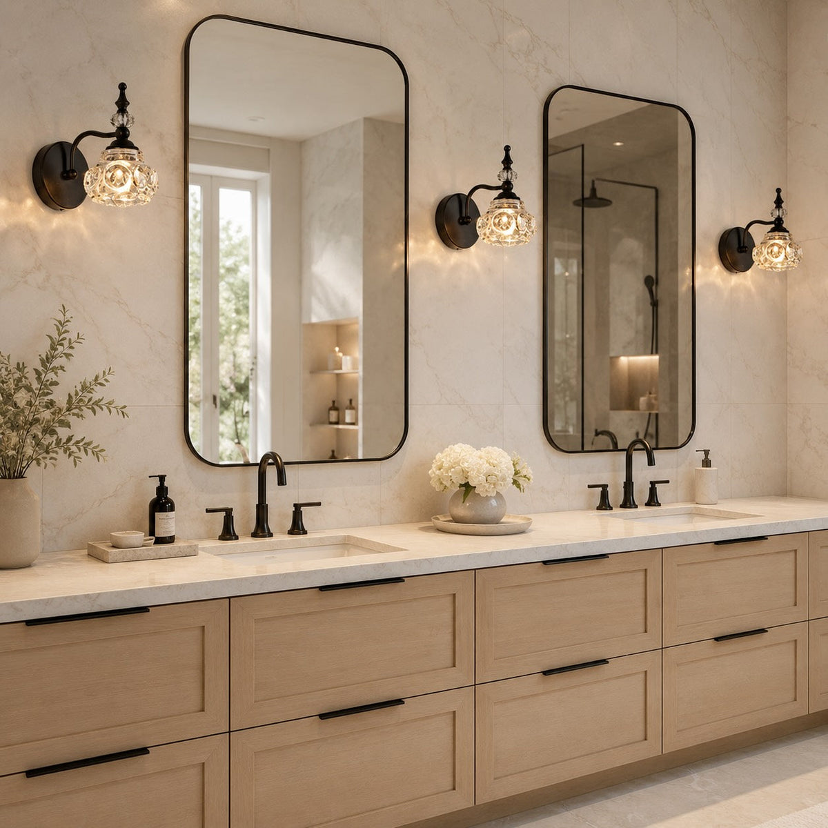 Iron & Clear Glass Vanity Wall Sconce 1–4 Light G9 Retro Bathroom Light