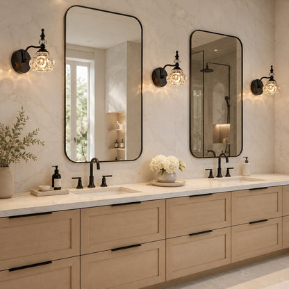 Iron & Clear Glass Vanity Wall Sconce 1–4 Light G9 Retro Bathroom Light