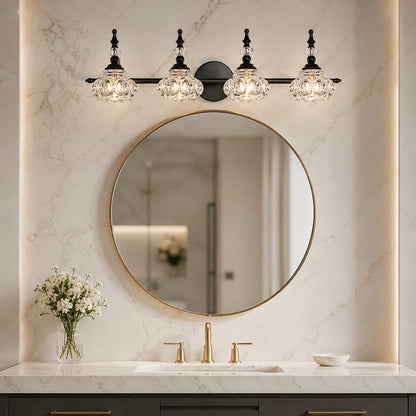 Iron & Clear Glass Vanity Wall Sconce 1–4 Light G9 Retro Bathroom Light