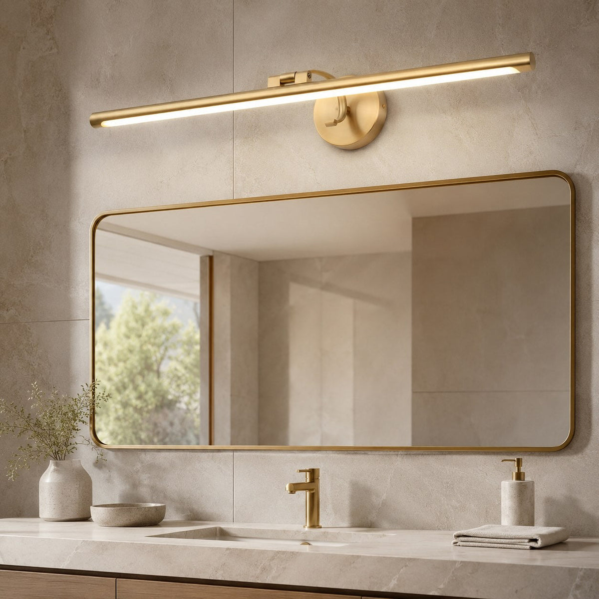 Copper & Acrylic LED Vanity Wall Sconce 40–70cm Mirror Light Bar