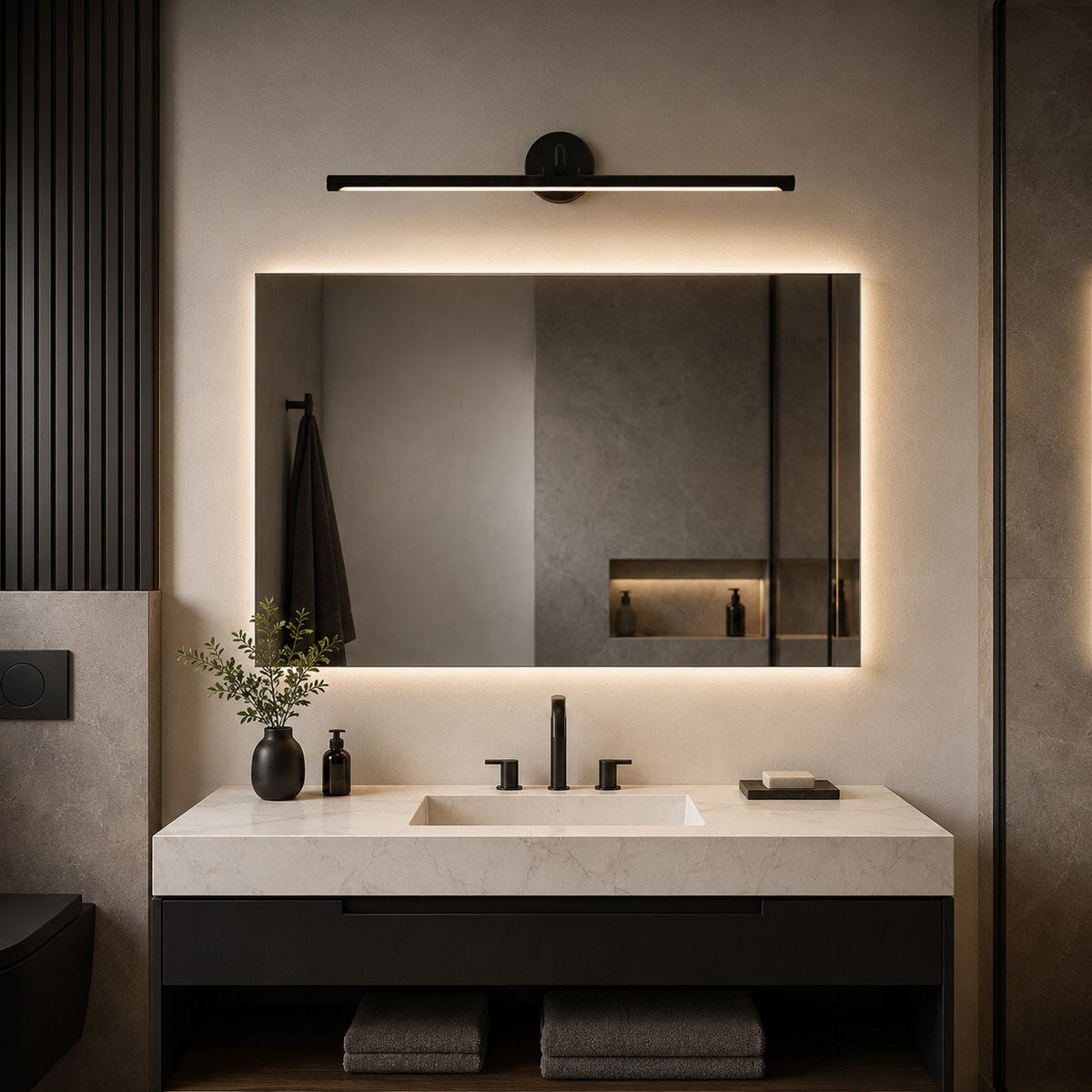 Copper & Acrylic LED Vanity Wall Sconce 40–70cm Mirror Light Bar