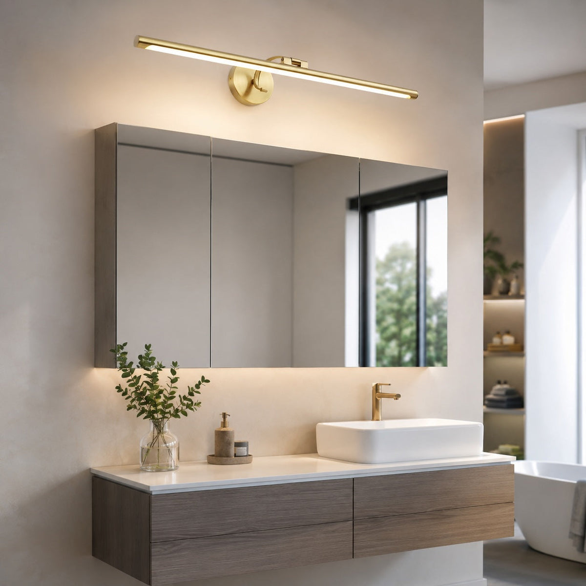 Copper & Acrylic LED Vanity Wall Sconce 40–70cm Mirror Light Bar