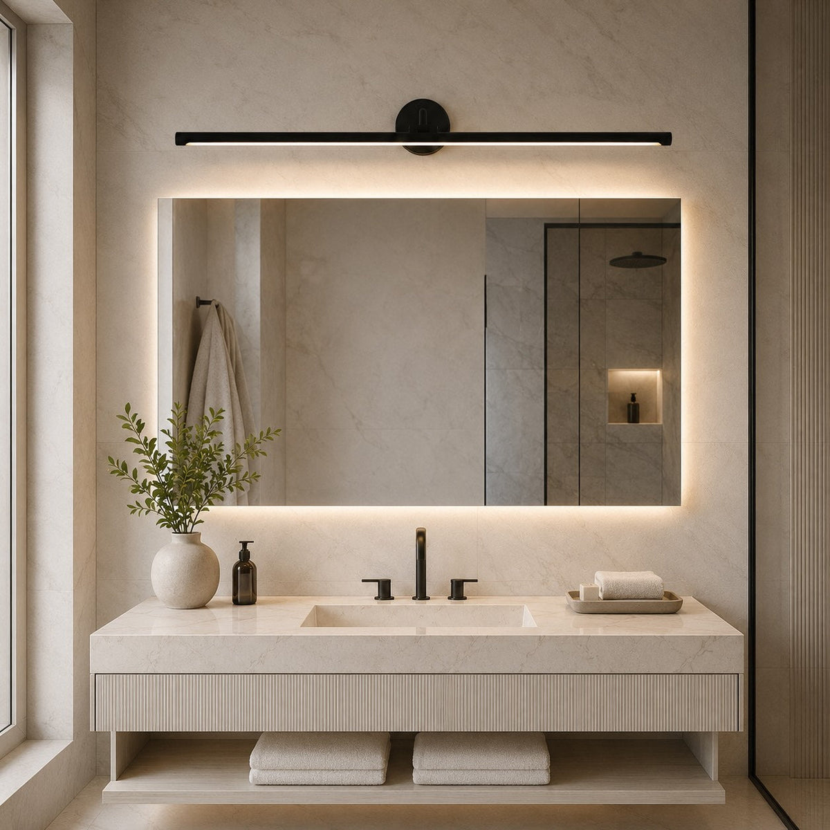 Copper & Acrylic LED Vanity Wall Sconce 40–70cm Mirror Light Bar