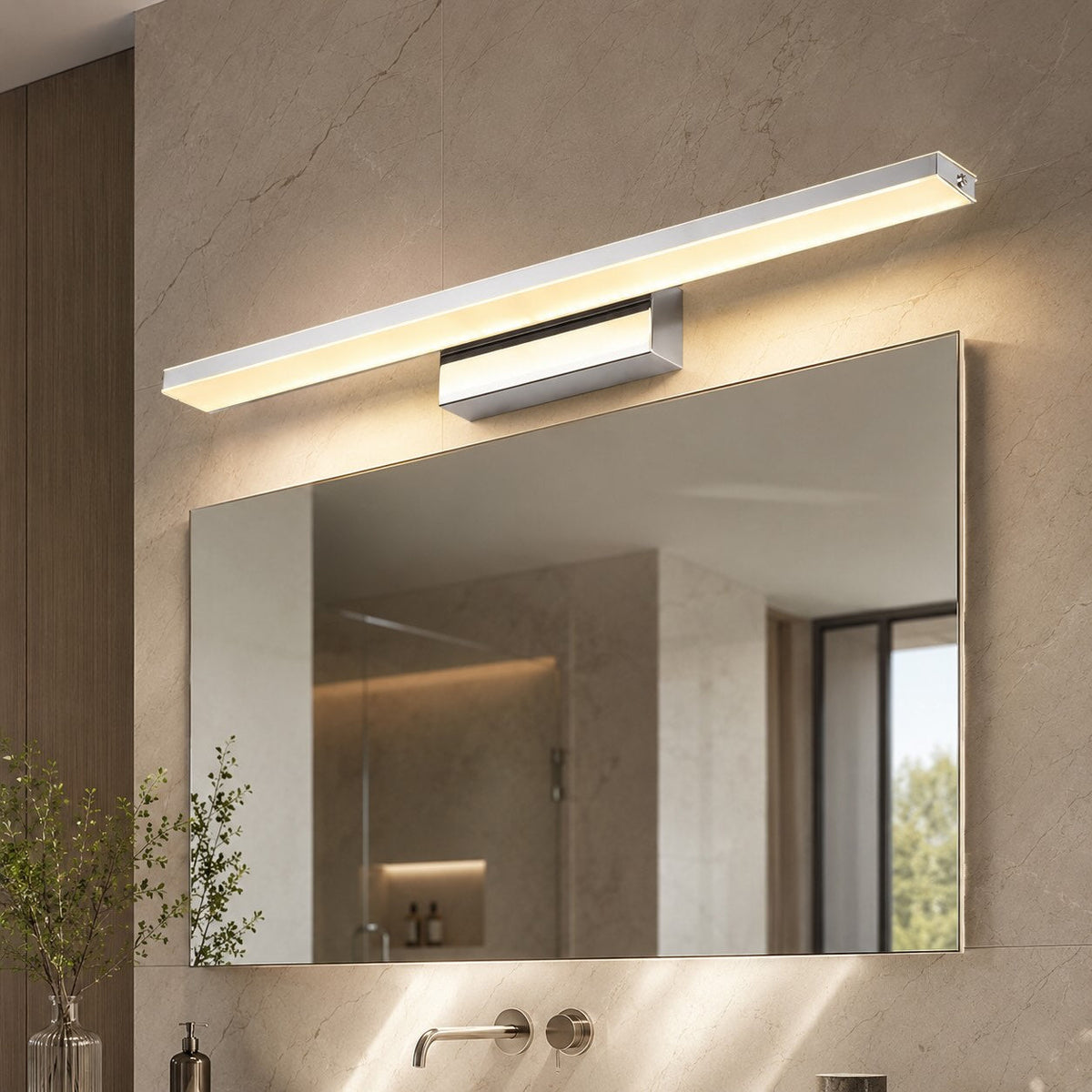 Chrome Stainless Steel LED Vanity Wall Light 42–92cm Bathroom & Living Room