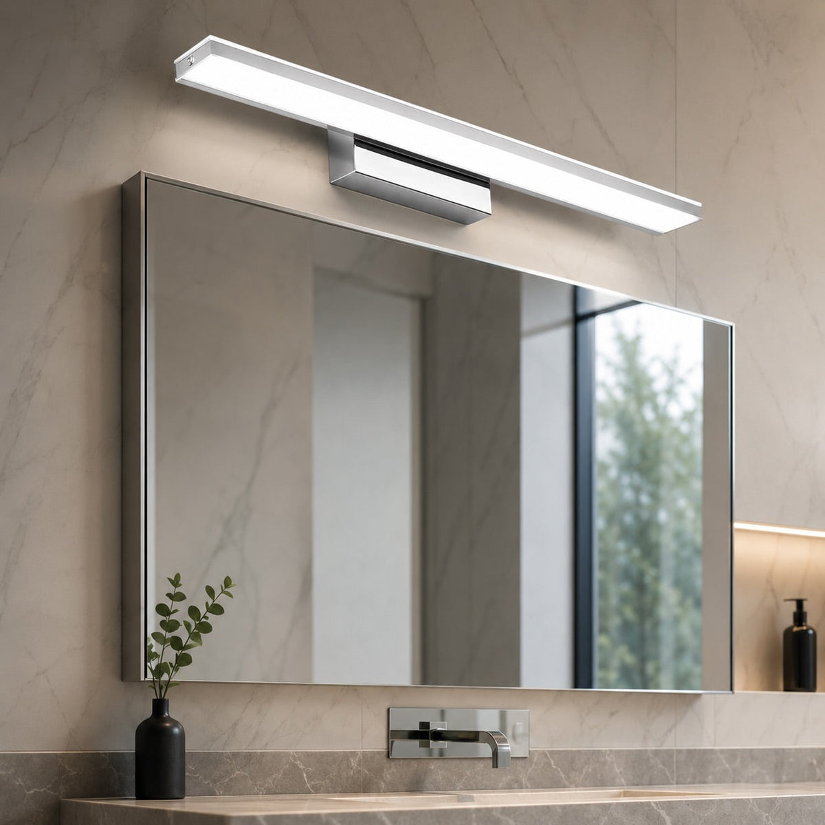 Chrome Stainless Steel LED Vanity Wall Light 42–92cm Bathroom & Living Room