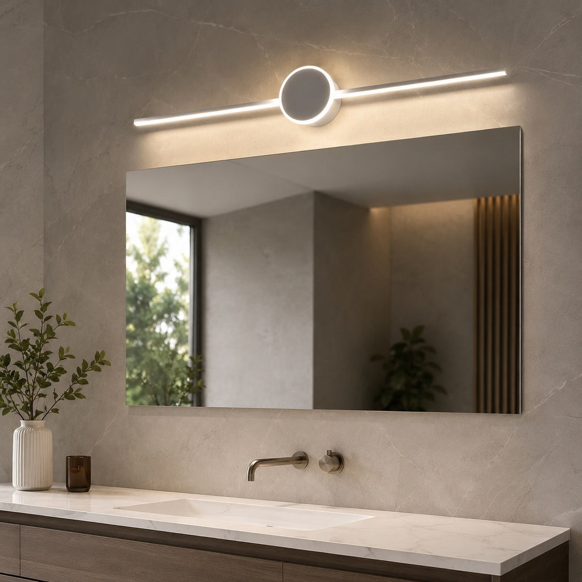 Aluminium LED Vanity Sconce 40–80cm Colour-Changing Black or White