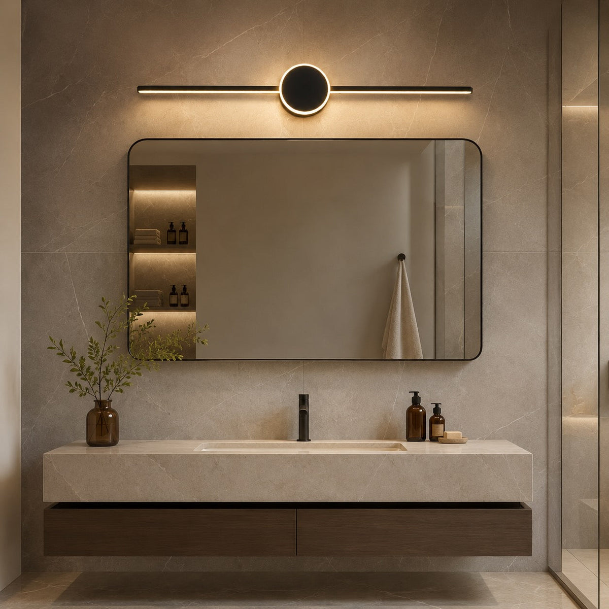 Aluminium LED Vanity Sconce 40–80cm Colour-Changing Black or White