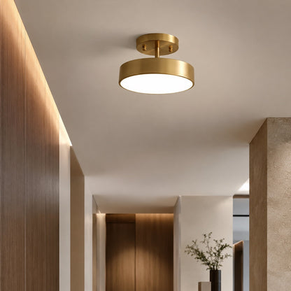 Nordic Style LED Flush Mount Ceiling Light with Copper Finish and Adjustable Color Temperature Options