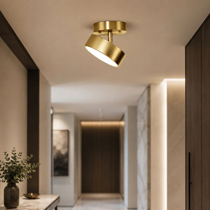 Nordic Style LED Flush Mount Ceiling Light with Copper Finish and Adjustable Color Temperature Options