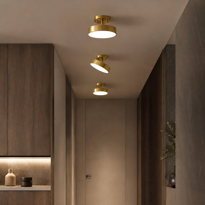 Nordic Style LED Flush Mount Ceiling Light with Copper Finish and Adjustable Color Temperature Options