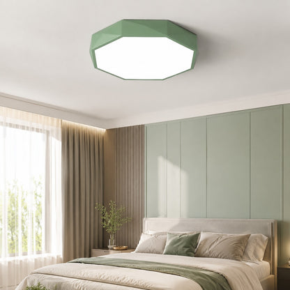 Octagonal Metal LED Flush Mount Ceiling Light Dimmable Remote 4 Colours