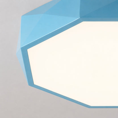 Octagonal Metal LED Flush Mount Ceiling Light Dimmable Remote 4 Colours