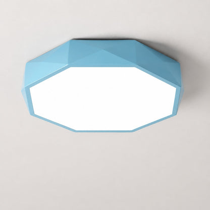Octagonal Metal LED Flush Mount Ceiling Light Dimmable Remote 4 Colours
