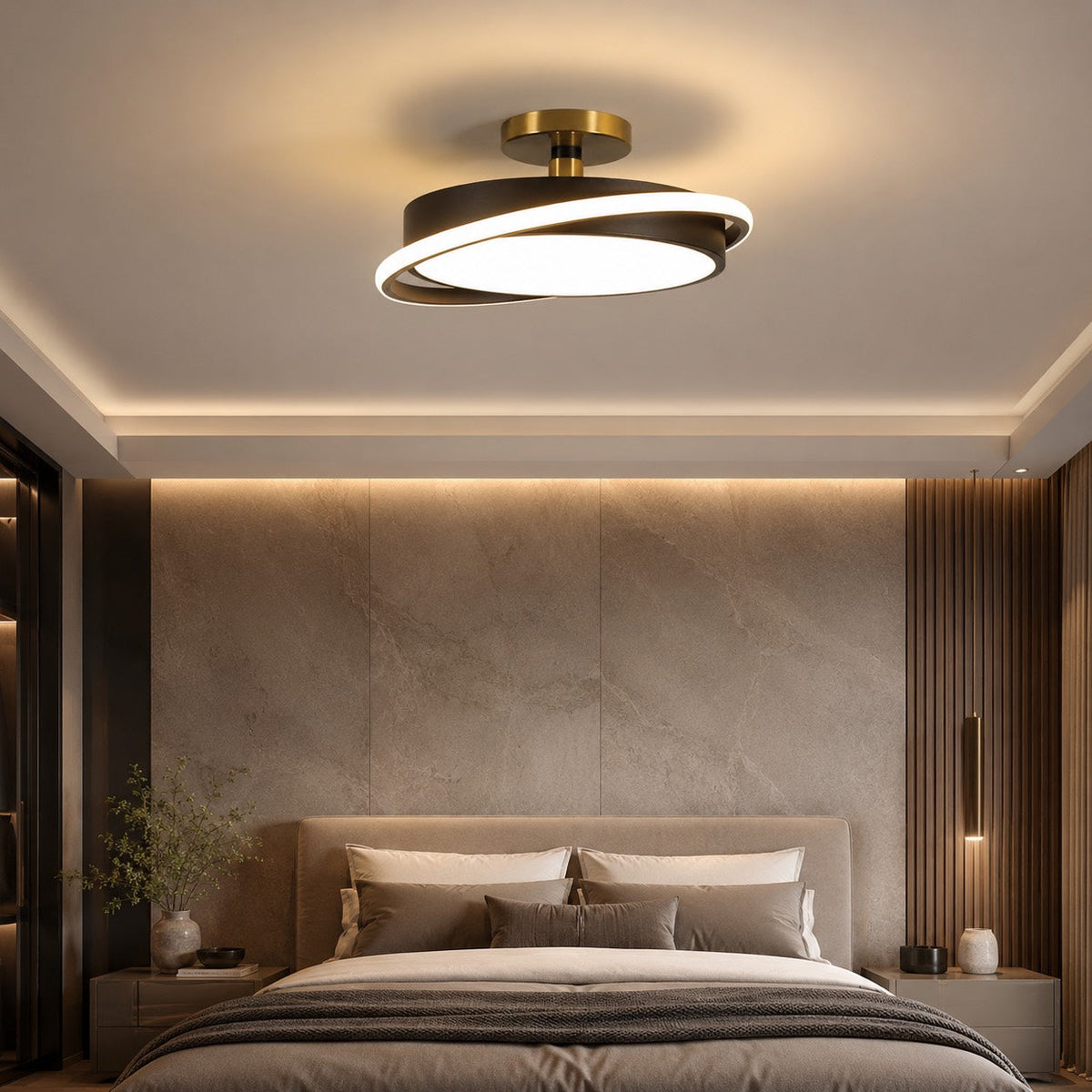 Circular Metal LED Flush Mount Ceiling Light Energy-Saving White or Black