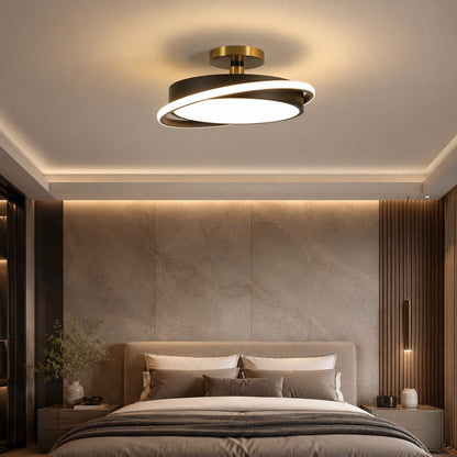 Circular Metal LED Flush Mount Ceiling Light Energy-Saving White or Black