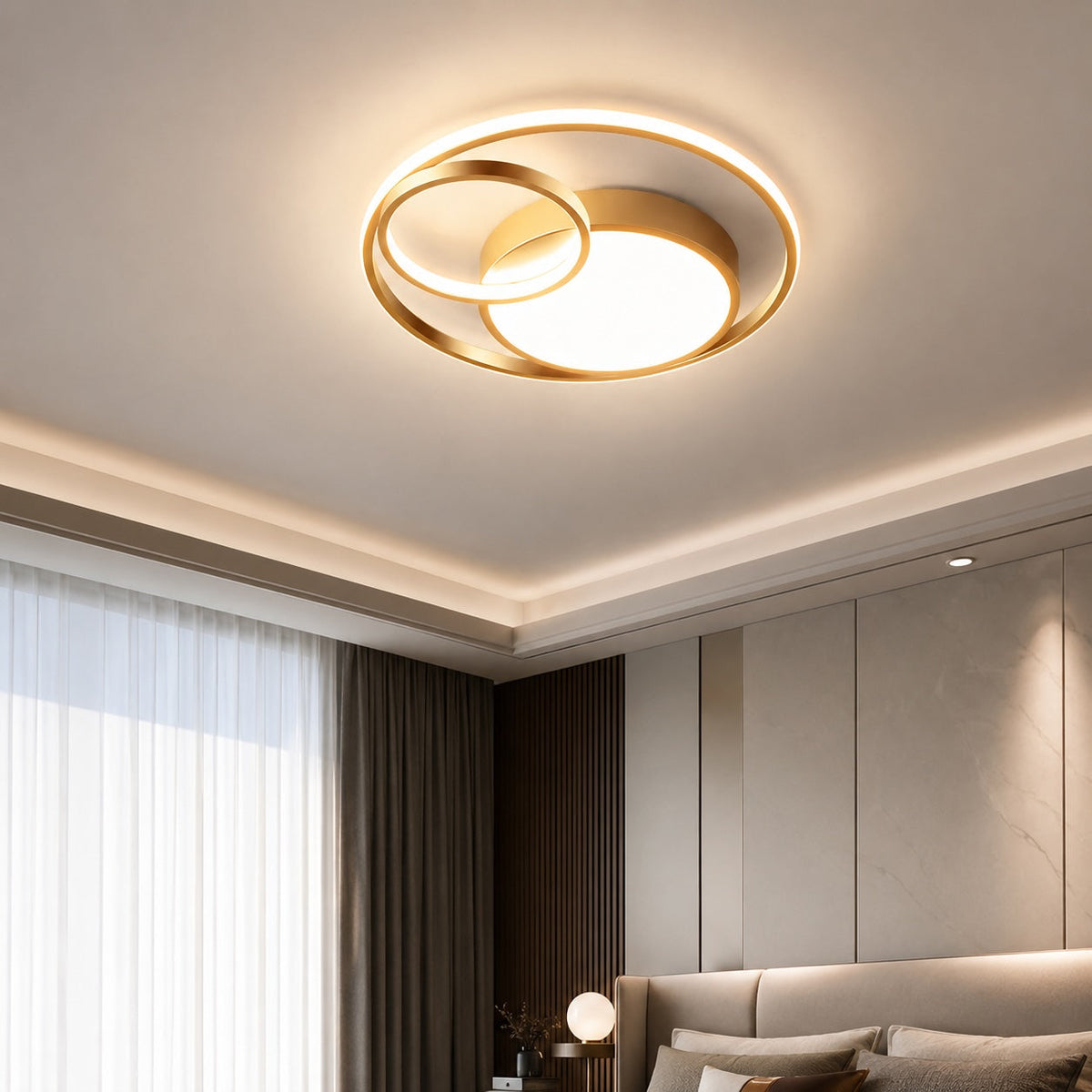 Nordic Circle Metal LED Flush Mount Ceiling Light Black or Gold