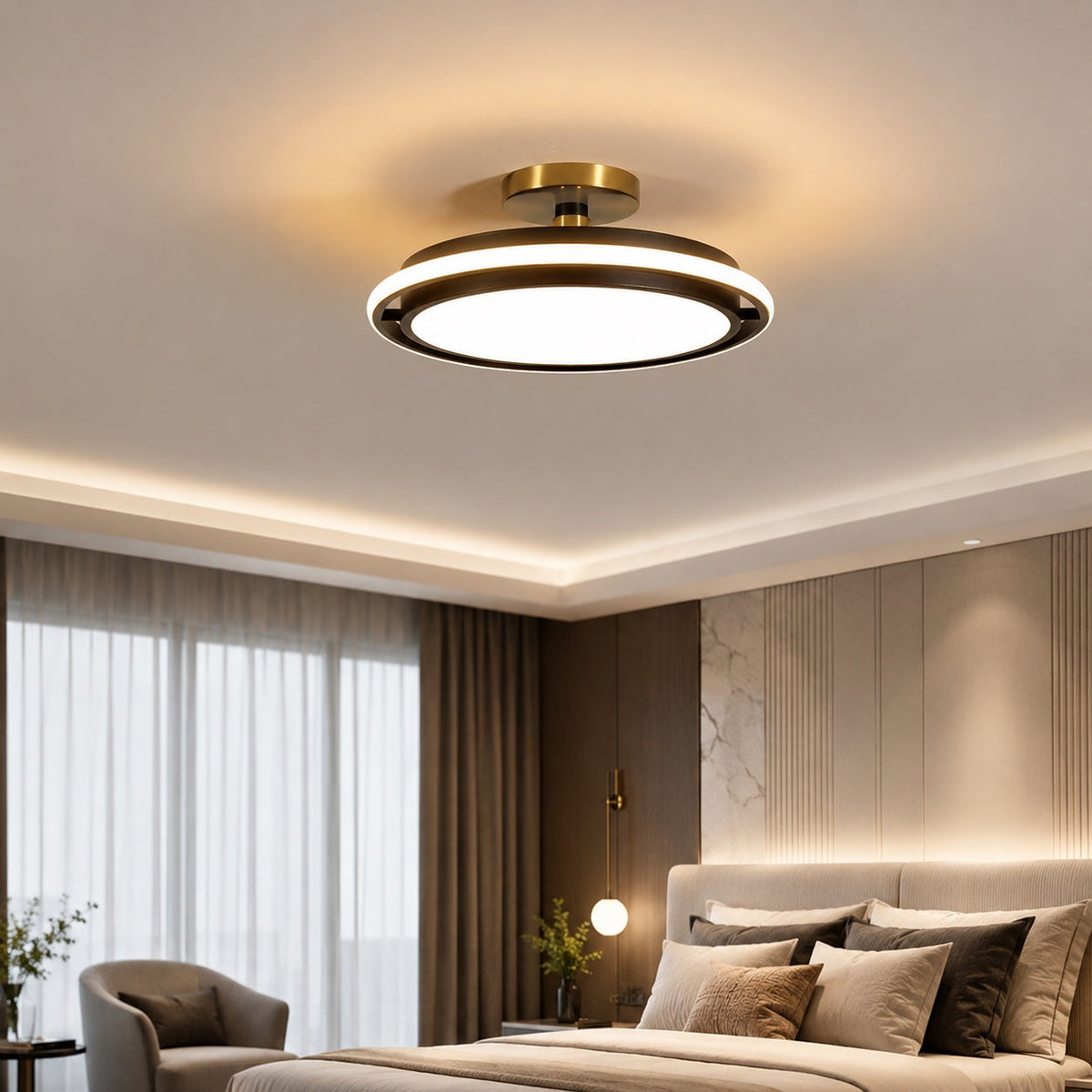 Circular Metal LED Flush Mount Ceiling Light Energy-Saving White or Black