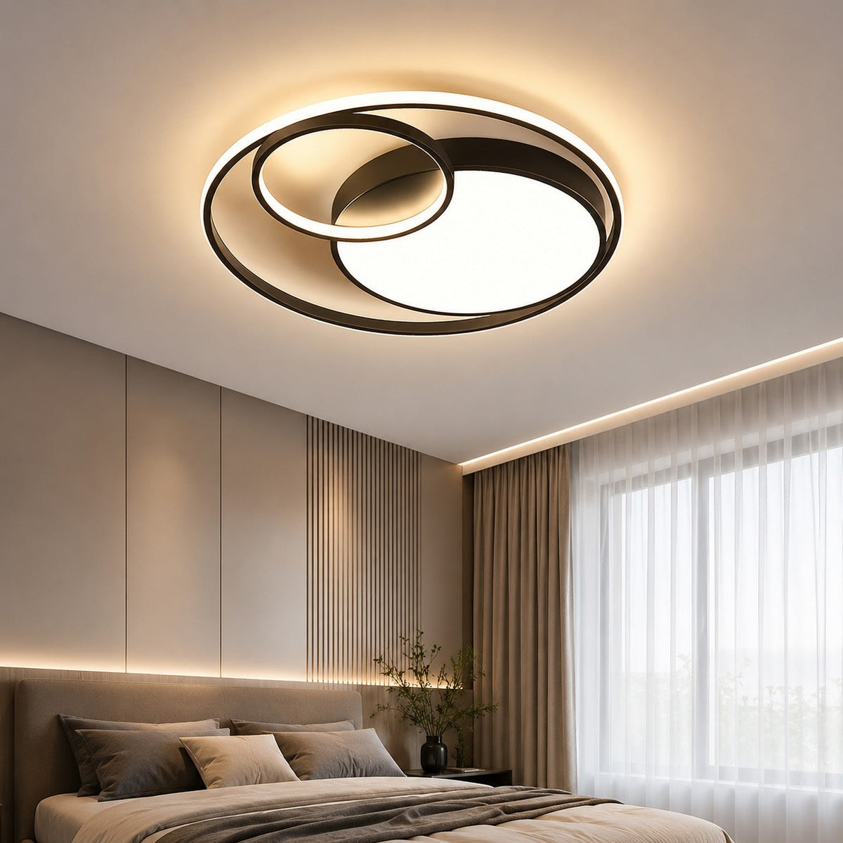 Nordic Circle Metal LED Flush Mount Ceiling Light Black or Gold
