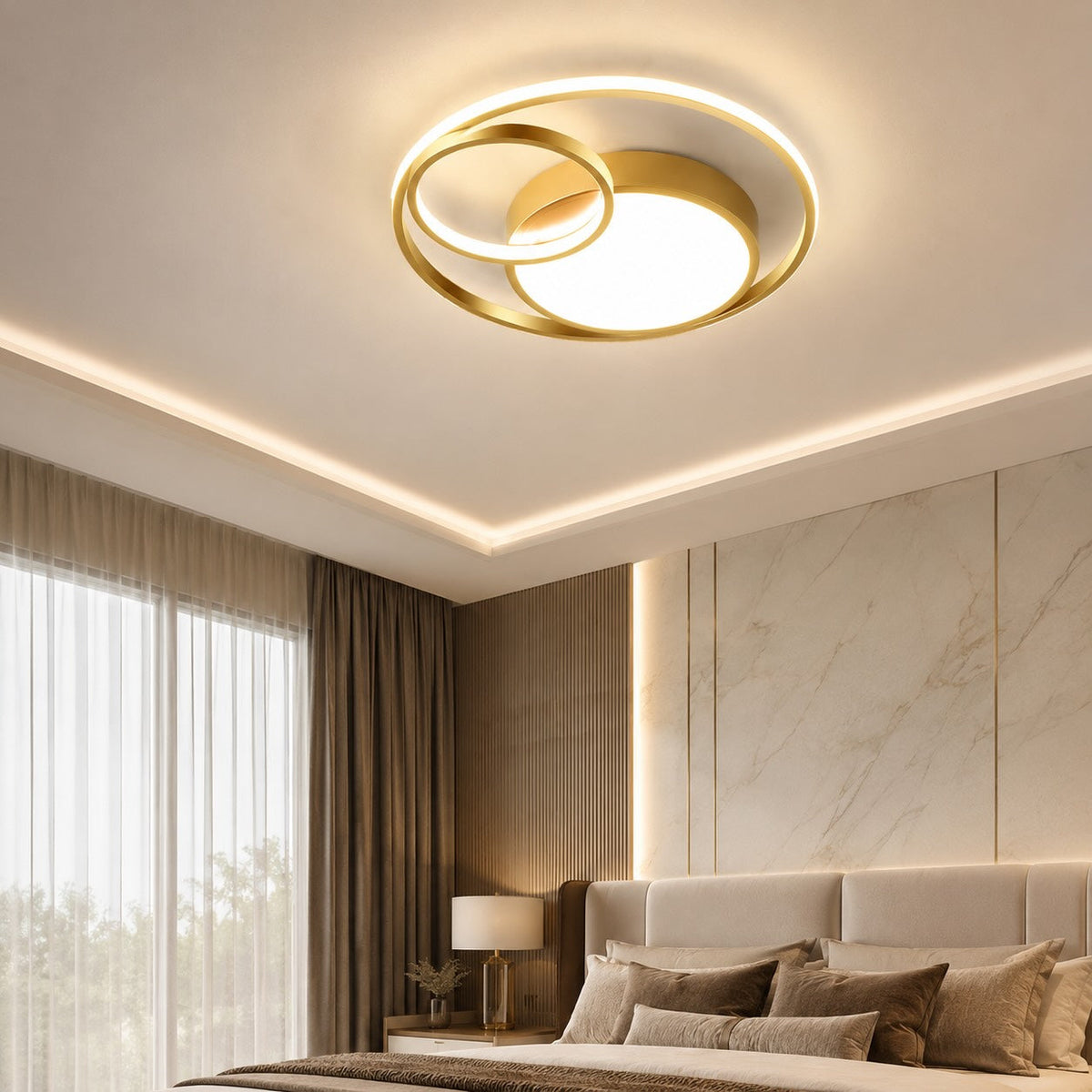 Nordic Circle Metal LED Flush Mount Ceiling Light Black or Gold