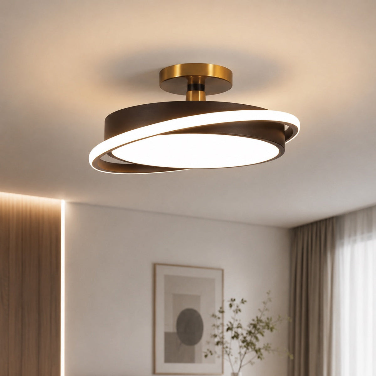 Circular Metal LED Flush Mount Ceiling Light Energy-Saving White or Black