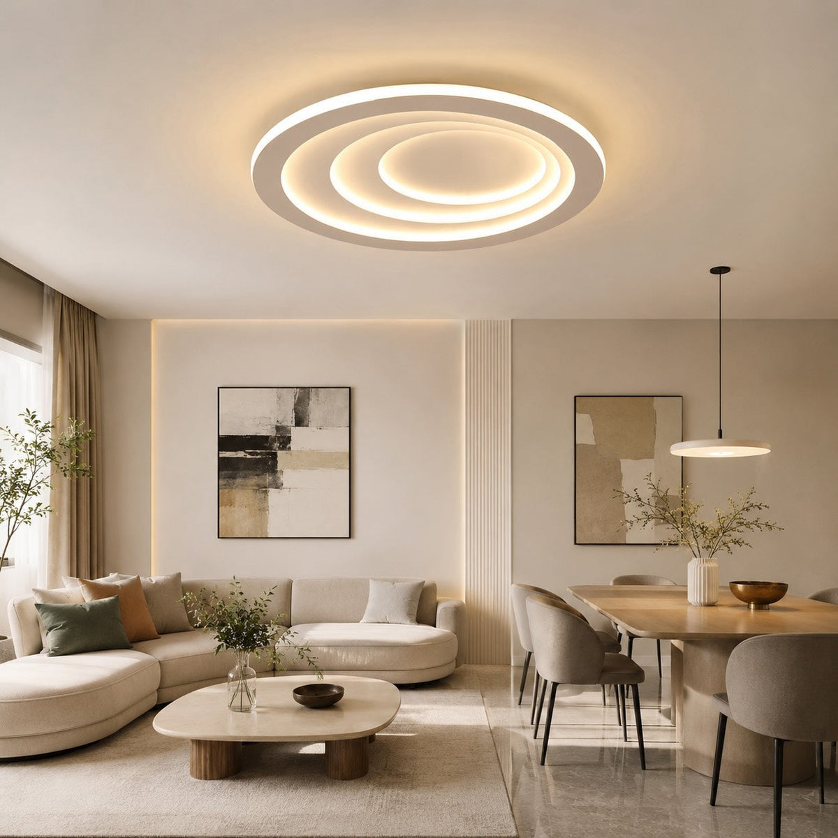 Nordic Style Flush Mount Ceiling Light with Geometric Acrylic Shade and Energy Efficient LED