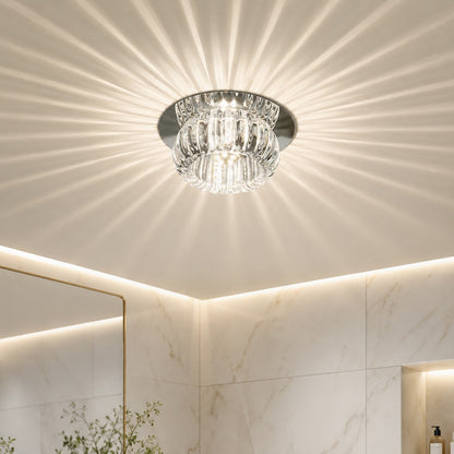 Geometric Crystal LED Flush Mount Ceiling Light Metal Warm White RGB