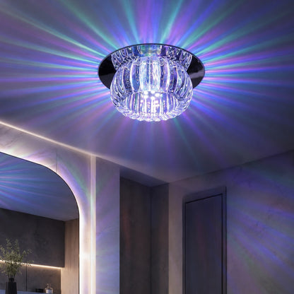 Geometric Crystal LED Flush Mount Ceiling Light Metal Warm White RGB
