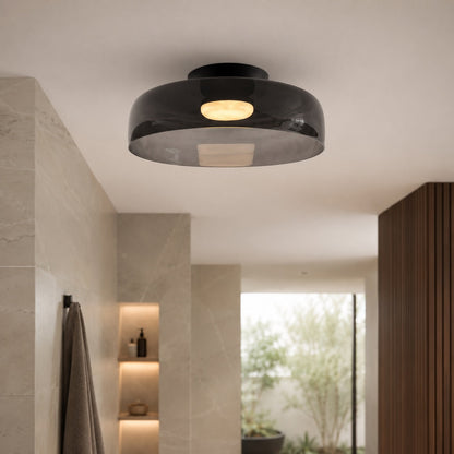 Modern Flush Mount Ceiling Light Glass LED Fixture for Home Lighting 12 Inch Diameter