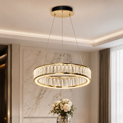 Gold Aluminium Crystal Chandelier 3-Colour LED
