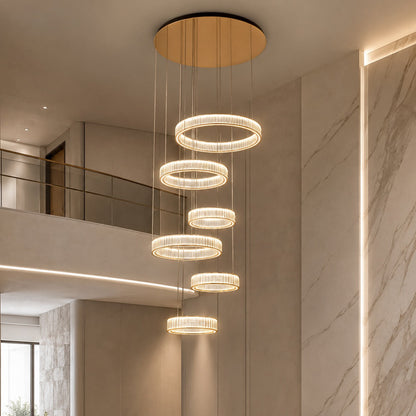 Gold Aluminium Crystal Chandelier 3-Colour LED