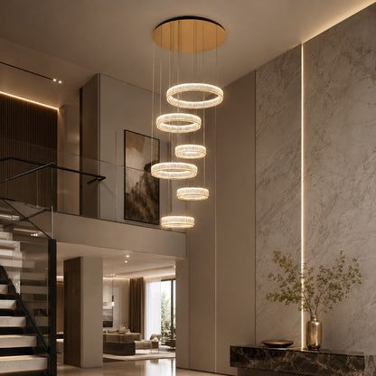 Gold Aluminium Crystal Chandelier 3-Colour LED