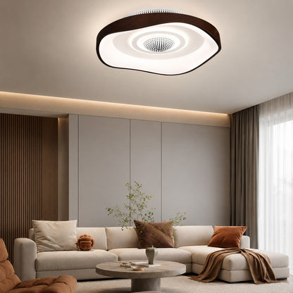 Bronze or White Iron Bladeless Ceiling Fan with Dimmable LED Light 51 cm Flush