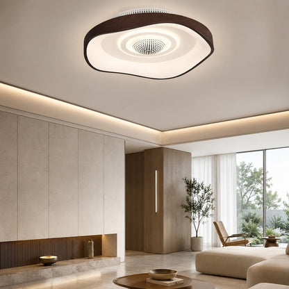 Bronze or White Iron Bladeless Ceiling Fan with Dimmable LED Light 51 cm Flush