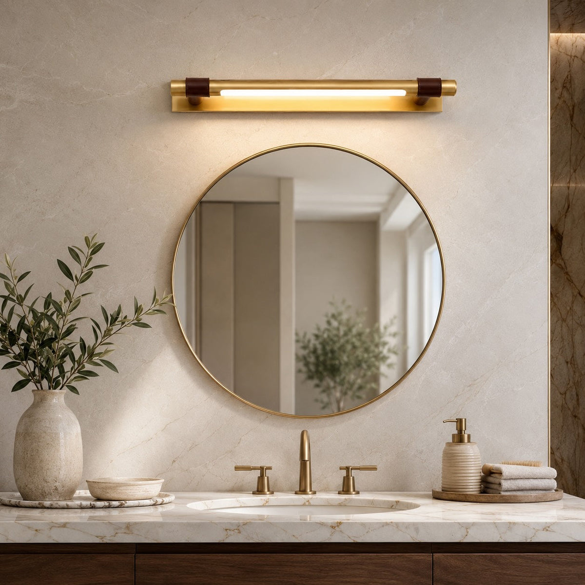 Black & Gold LED Vanity Light 120° Rotating 48cm & 63cm Three-Colour