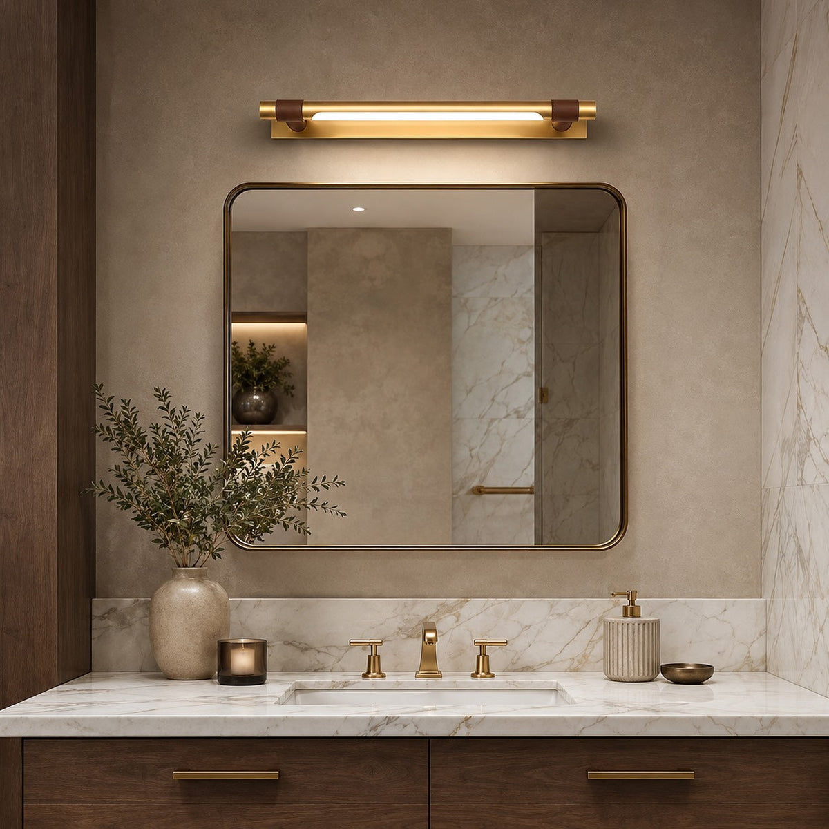Black & Gold LED Vanity Light 120° Rotating 48cm & 63cm Three-Colour