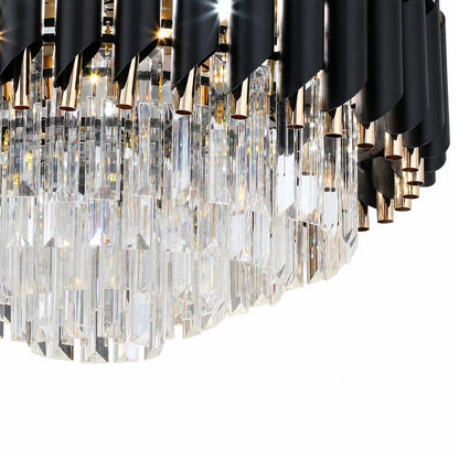 Black & Gold Crystal Ceiling Fan with Dimmable LED Light and Clear Blades