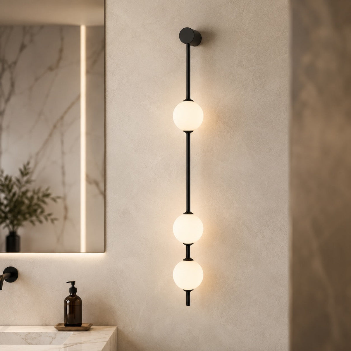 Glass Ball Wall Sconce Adjustable LED Vertical Fixture
