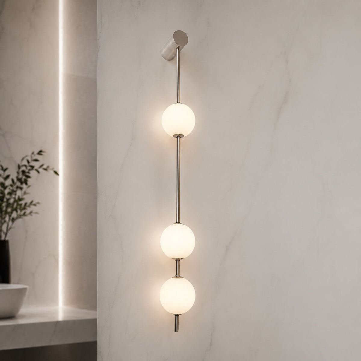 Glass Ball Wall Sconce Adjustable LED Vertical Fixture
