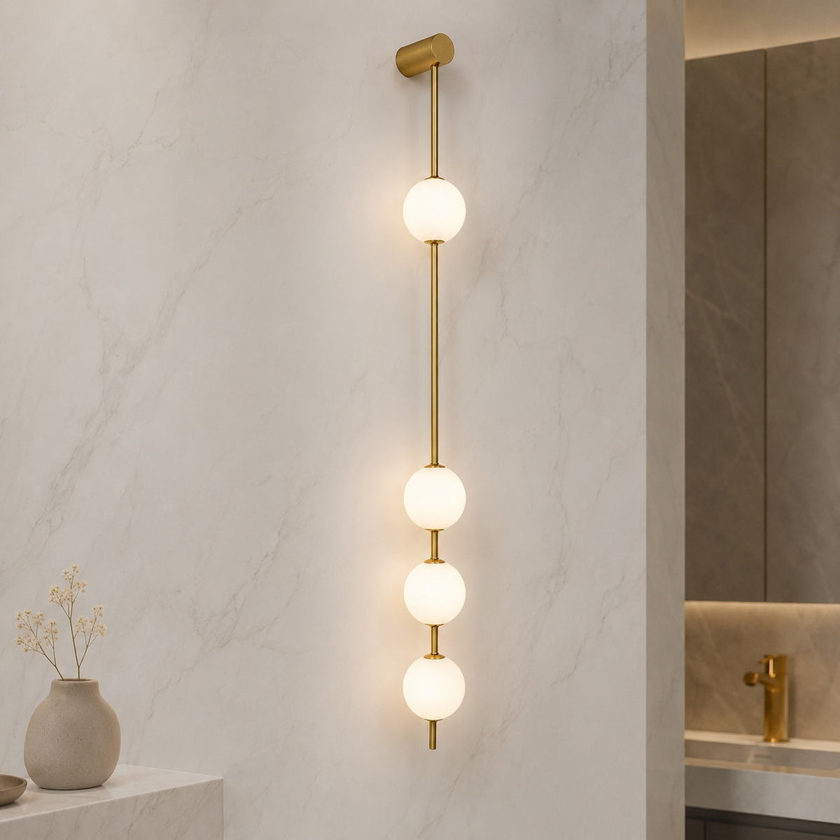 Glass Ball Wall Sconce Adjustable LED Vertical Fixture