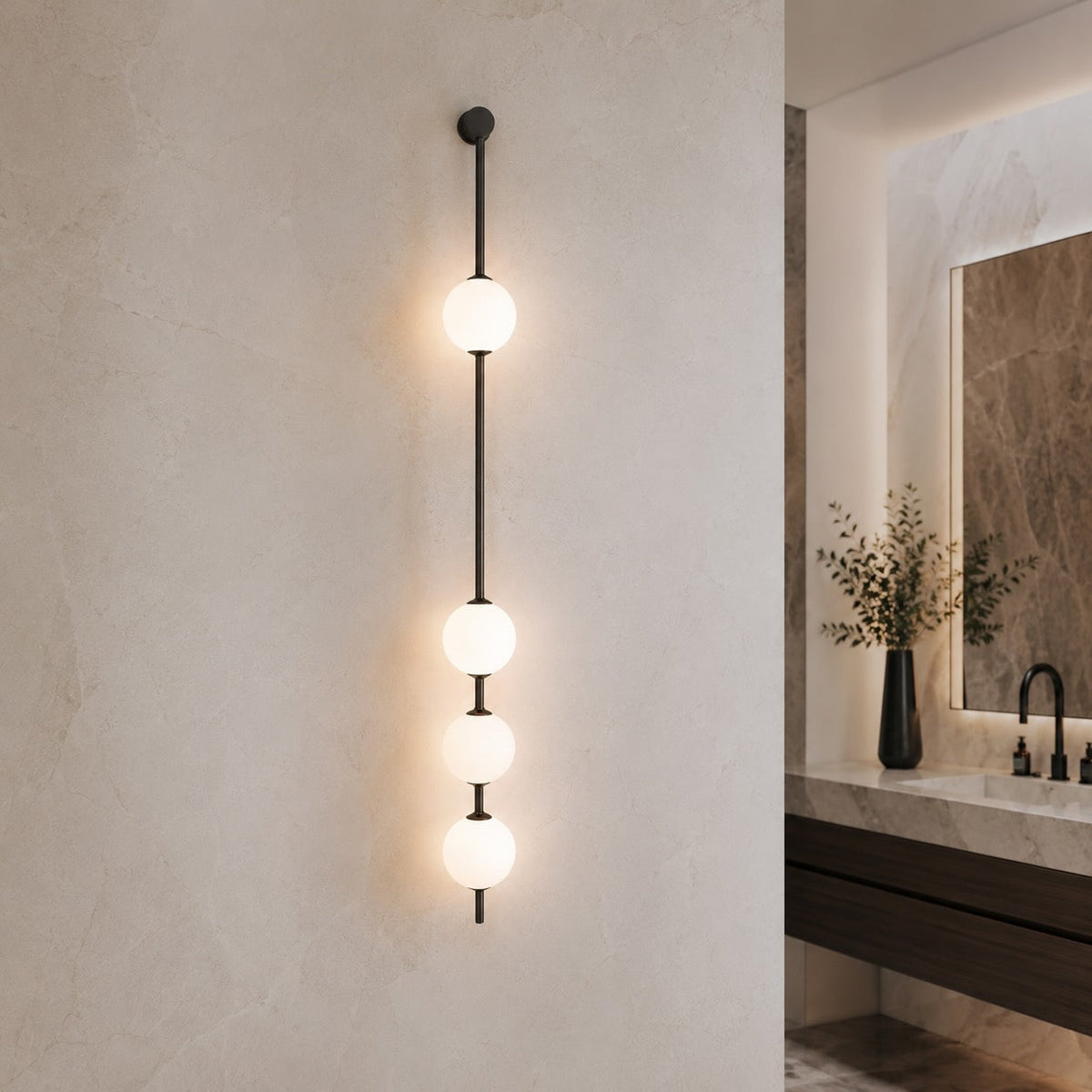 Glass Ball Wall Sconce Adjustable LED Vertical Fixture